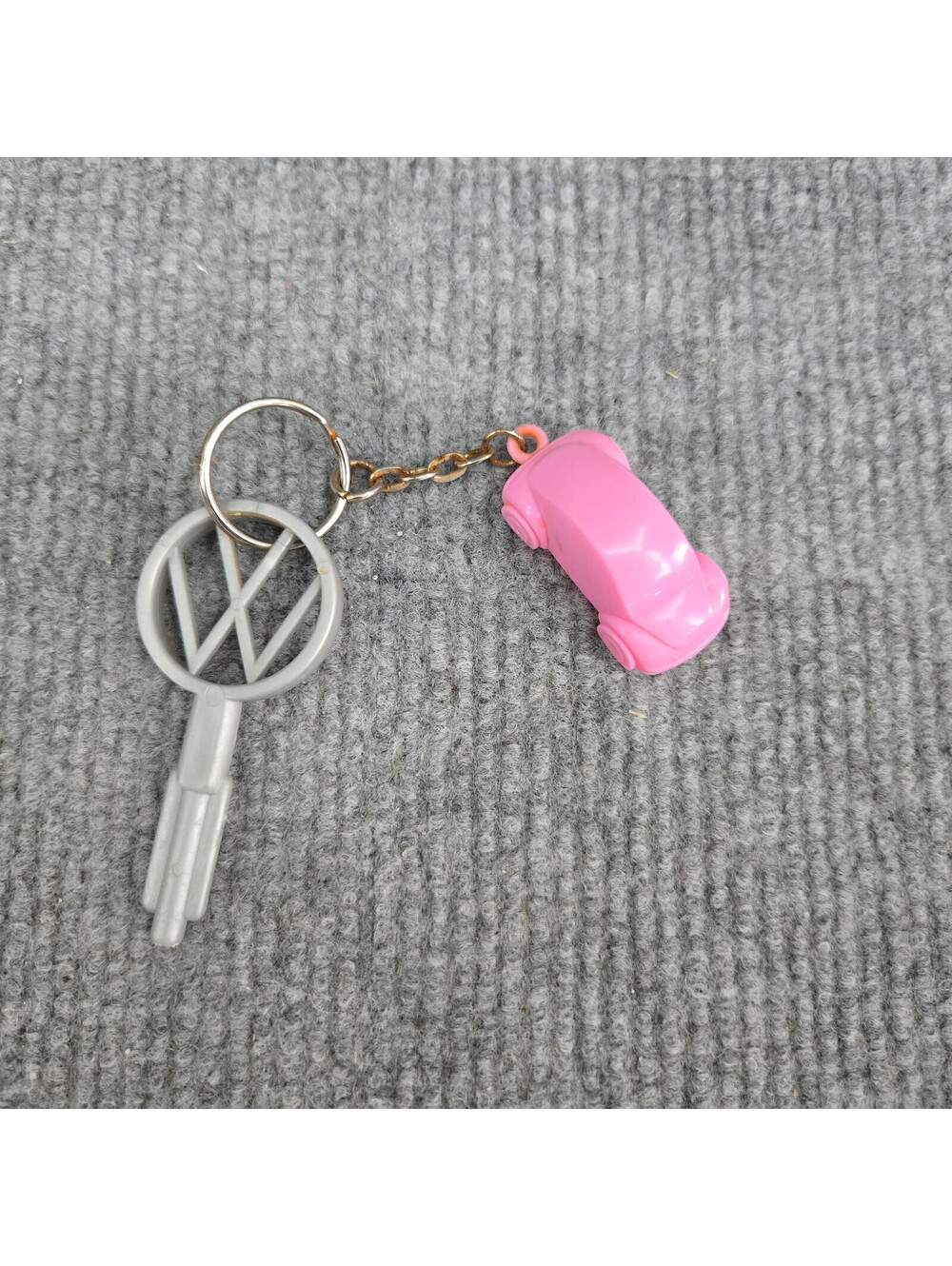 Barbie Volkswagen Beetle VW Logo Keychain Pink Car Doll Accessory